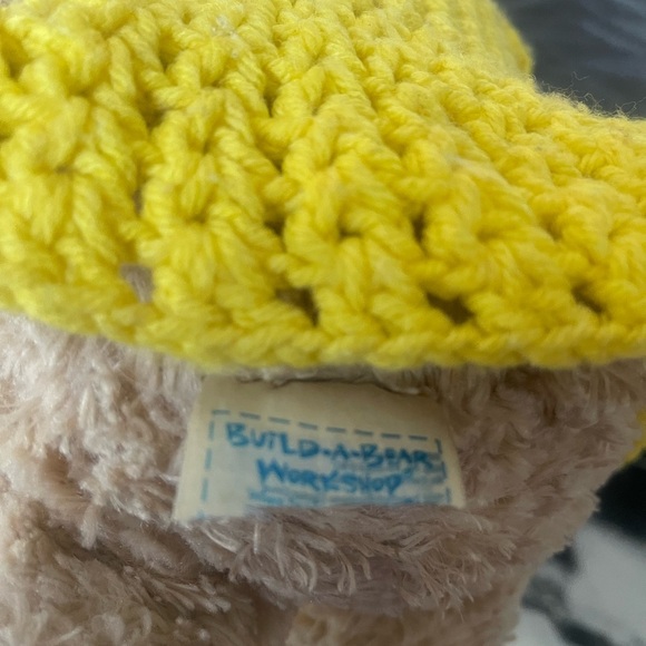 Build-A-Bear Yellow and Pink Stuffed Animal with crochet dress - Picture 2 of 4